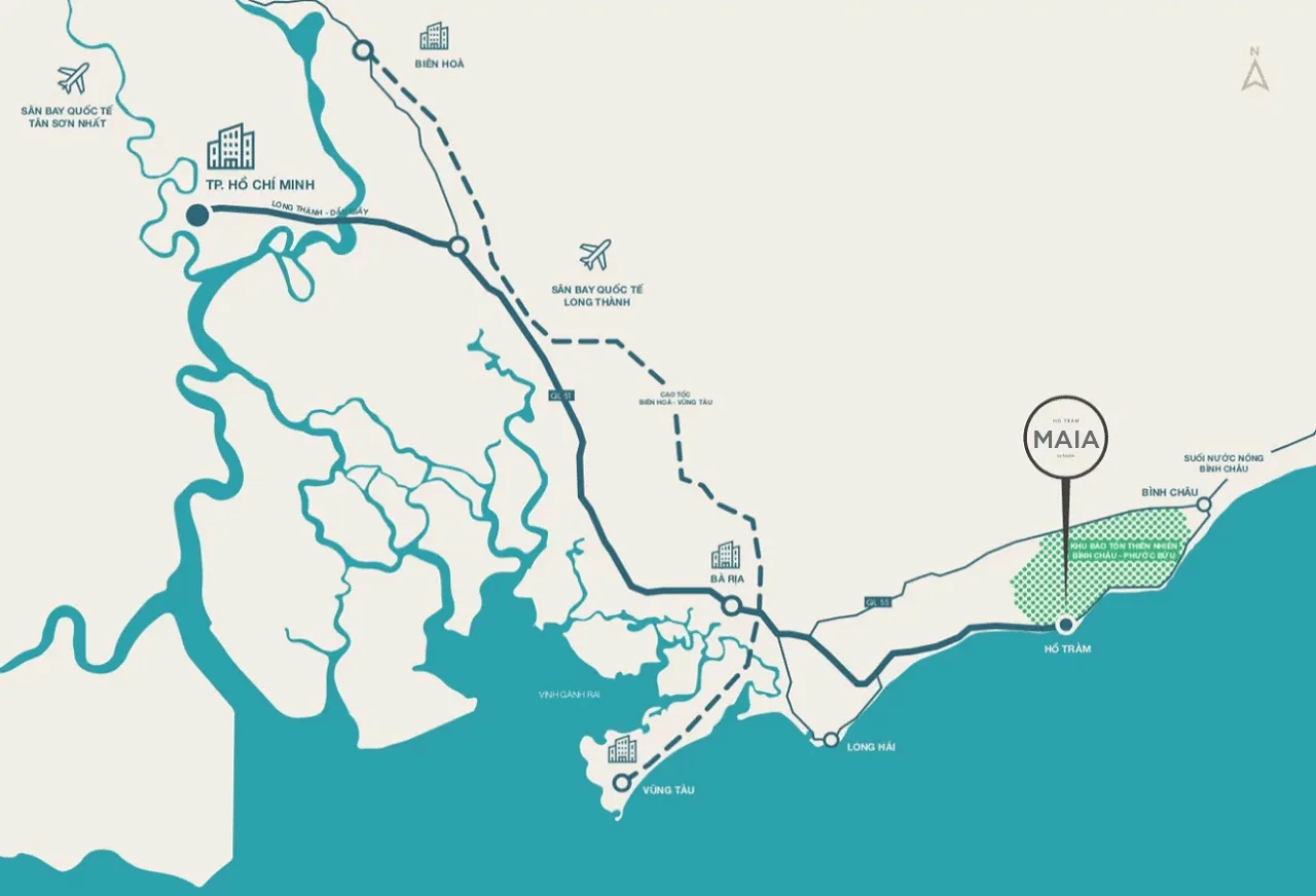 Maia Resort Hồ Tràm – Dự án nghỉ dưỡng ven biển đang thu hút nhà đầu tư 1 vi tri du an maia resort ho tram.png